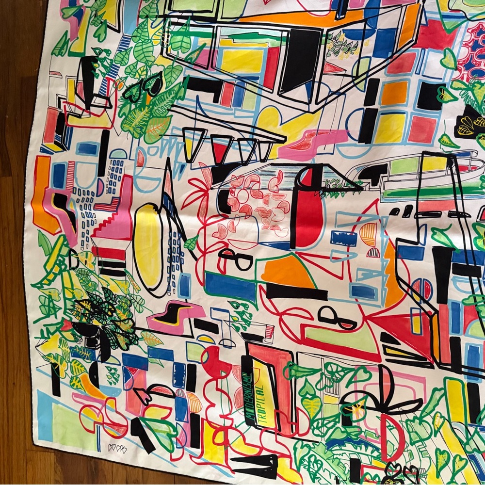 Hermes Modernisme Tropical Silk Scarf.